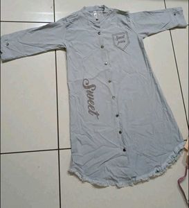 Casual Grey Button-Up Dress