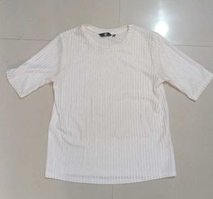 White Ribbed Knit Top