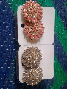 Floral Stone Stud Earrings