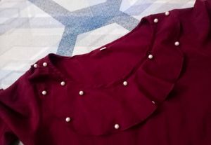 Maroon Bell Sleeve Top