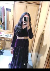 wine Purple Velvet Lehenga Choli