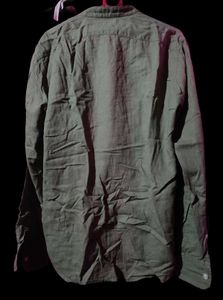 SPAO Men Relaxed Band Collar Olive Shirt