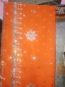 Orange Georgette Party Wear Saree