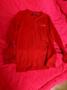 Red Long Sleeve Henley