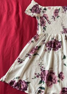 Off Shoulder Floral Printed Dress