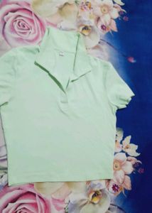 Cute Light Green Polo Top