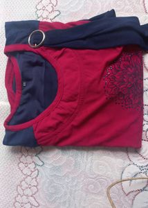 Blue N Dark Red Top