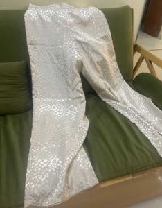 Cream Colour Animal print loose fitted trousers