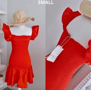 ZARA BRIGHT RED RUFFLED DRESS