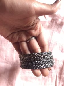 Gunmetal Woven Bangle Set