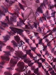 Pink &amp; Purple Tie-Dye Sari Blouse Set