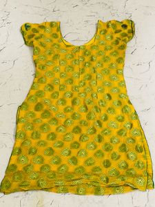 Embroidered Yellow &amp; Green Ethnic Top