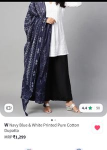 W Navy Blue printed Dupatta