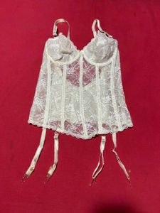 Cream Lace Bustier Corset Set