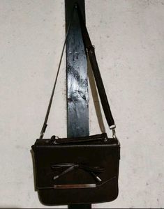 Brown Bow Accent Crossbody Bag