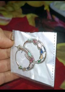 Colorful Ad Gemstone Hoop Earrings