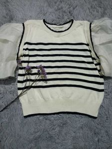 Striped Puff Sleeve Top