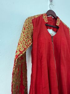 Red Embroidered Kurta Set