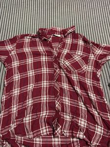 Burgundy Plaid Flannel Shirt