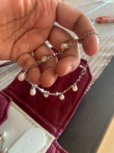 Original Real Pearls Set In Sterling Silver
