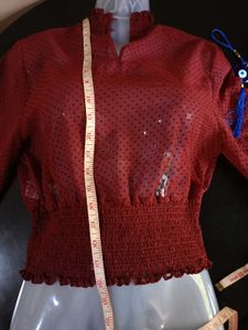 ZARA Stylish Maroon Sheer Top