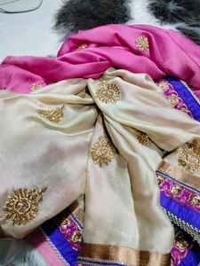 New Saree With Blouse Stitched