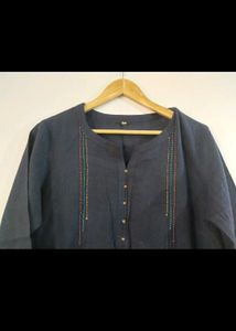 Navy Embroidered Kurta