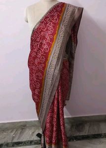 Elegant Maroon Bandhani Saree