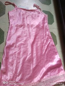 Pink Lace Trim Slip Dress
