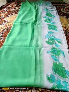 Floral Green Saree