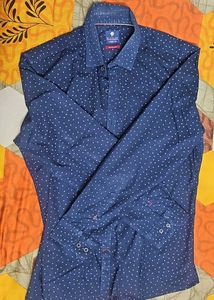 Blue Dotted Casual Shirt