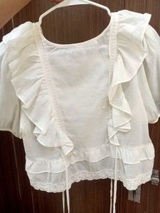 🤍 Vintage-Inspired Korean Lace Ruffle Top 🤍