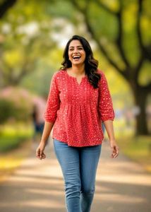 Red Floral Print Top