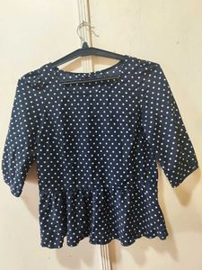 Polka Dot Peplum Top