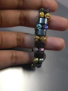 Unique Hematite & Colorful Rose Bracelet