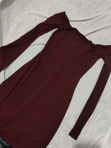 Burgundy Off-the-Shoulder Dress