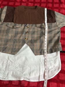 Layered Plaid &amp; Knit Top