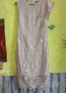 Lace Midi Dress with Ruffle Detail