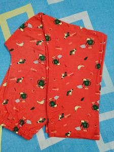 Red Patterned Zivame Pajama Set