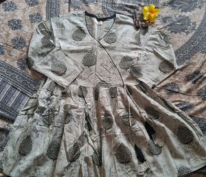 Grey Printed Kurti/Tunic | Size S (34/36)