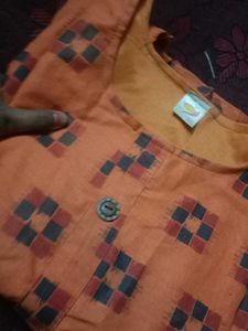 Orange Printed Girls Dress