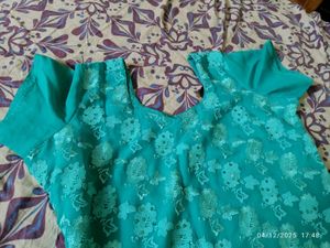 L-xl size Teal Embroidered Salwar Suit