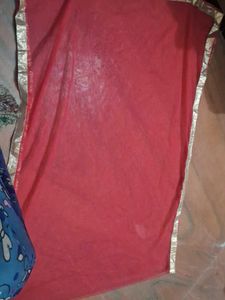 Red Dupatta with Gold Border