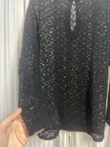 DEXTER MINI DRESS LACE FRILLSLEEVE HIGH NECK DREs