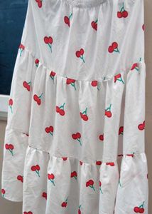 Cute Cherry Print Tiered Skirt