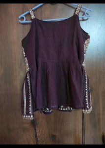 Purple Peplum Palazzo Set
