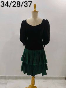Vintage Velvet & Ruffle Dress