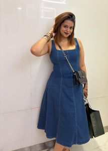 Denim A-Line Midi Dress