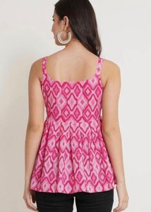 Pink Patterned Short Kurti