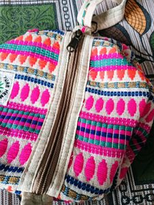 Embroidered Hemp Pouch